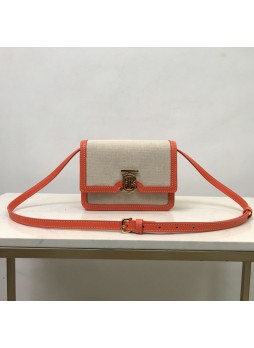 Mini Two-tone Canvas and Leather TB Bag Pink High